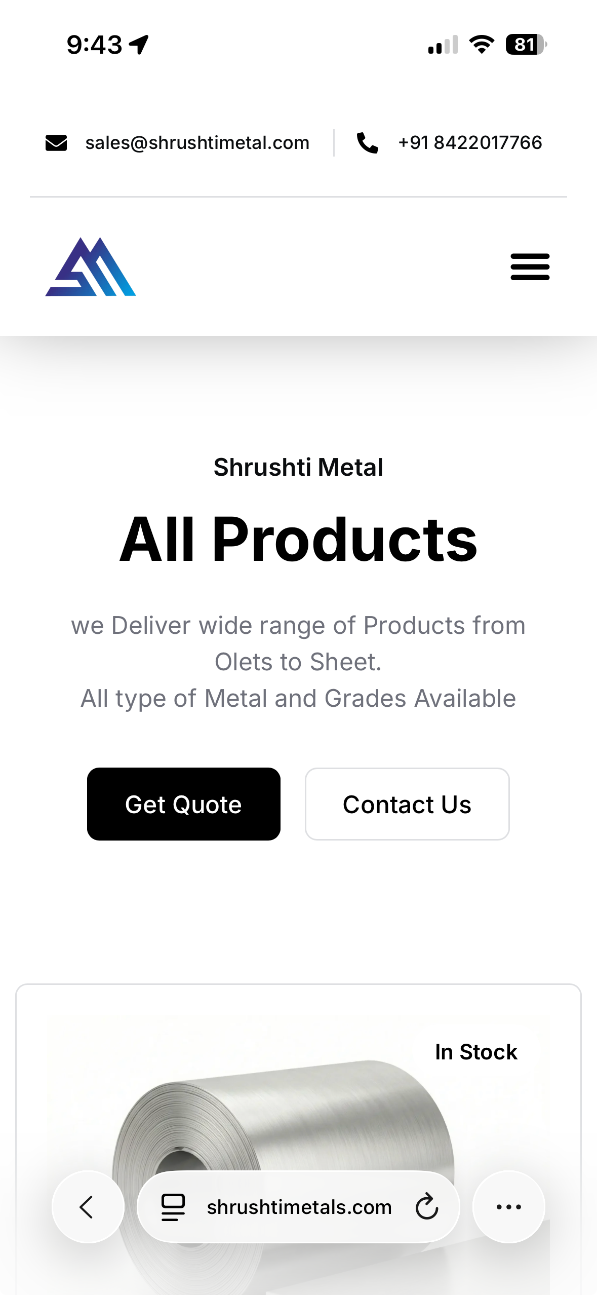 Shrushti Metal Website